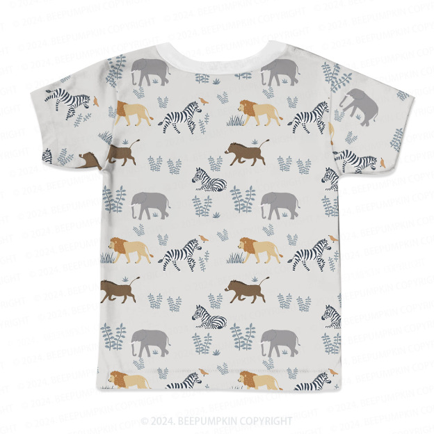 Zebra Lion Elephant All Over Print Kids Tees 