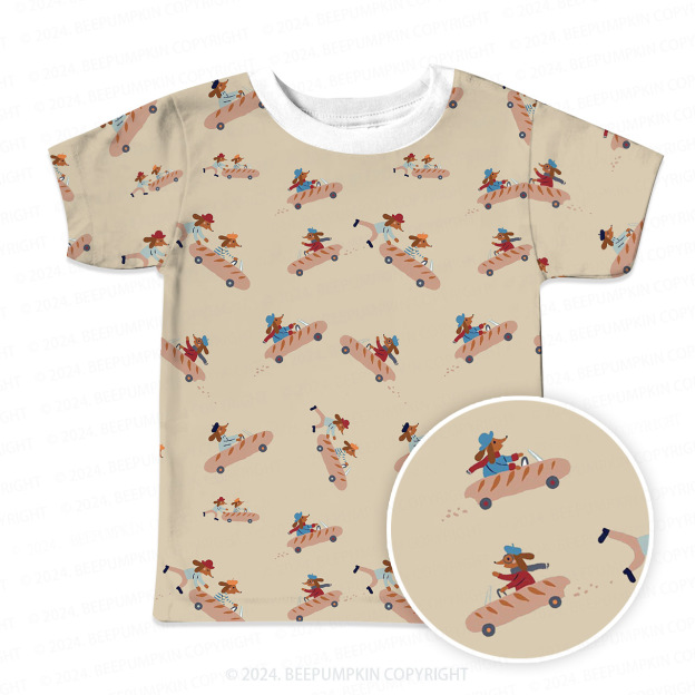 Skateboard Cool Puppy All Over Print Kids Tees