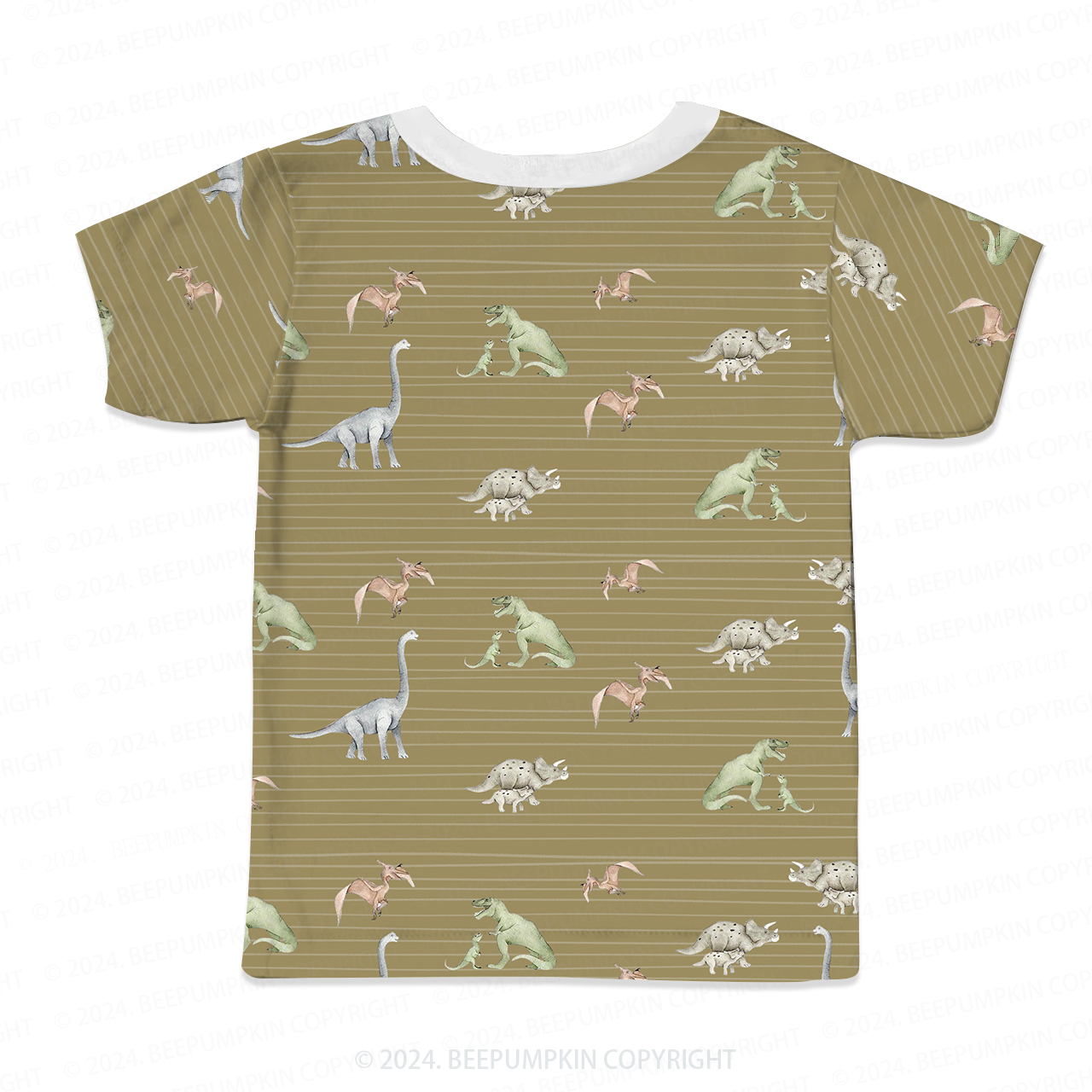 Striped Dinosaur All Over Print Kids Tees