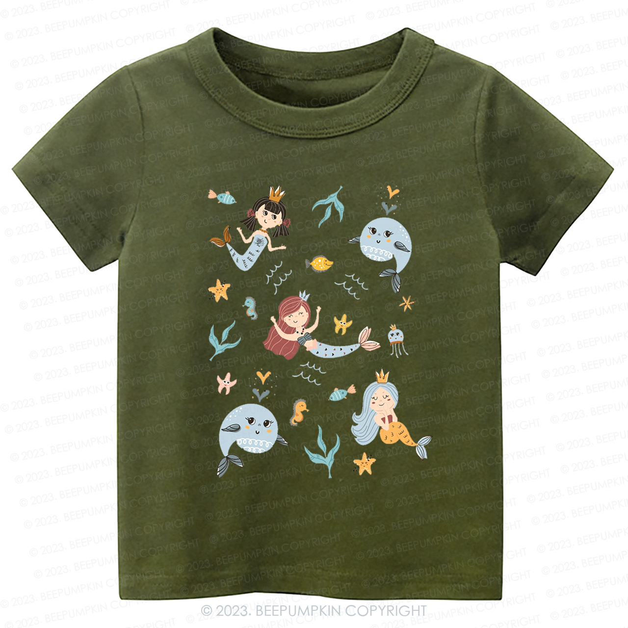 Cute Mermaid Girl Beach Kids Shirt