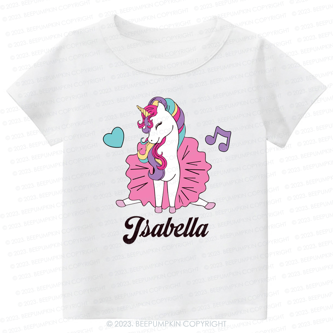 Unicorn Music Custom Name Kids Shirt