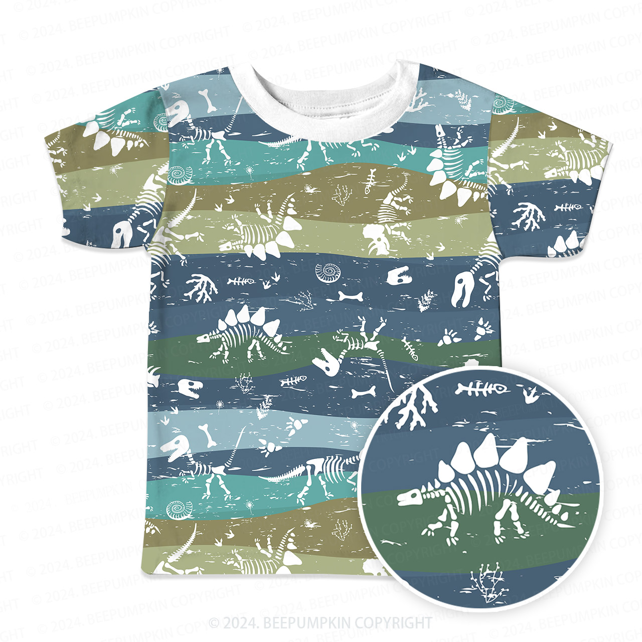 Dinosaur Bones All Over Print Kids Tees