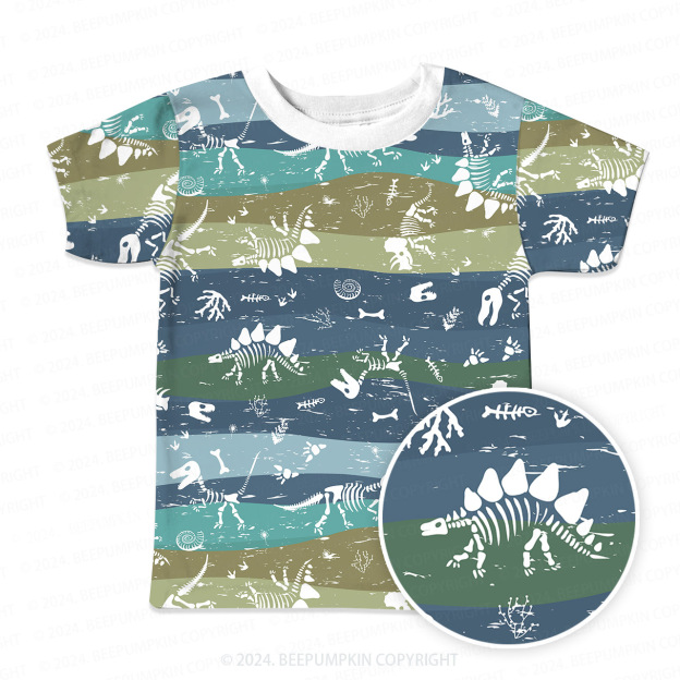 Dinosaur Bones All Over Print Kids Tees