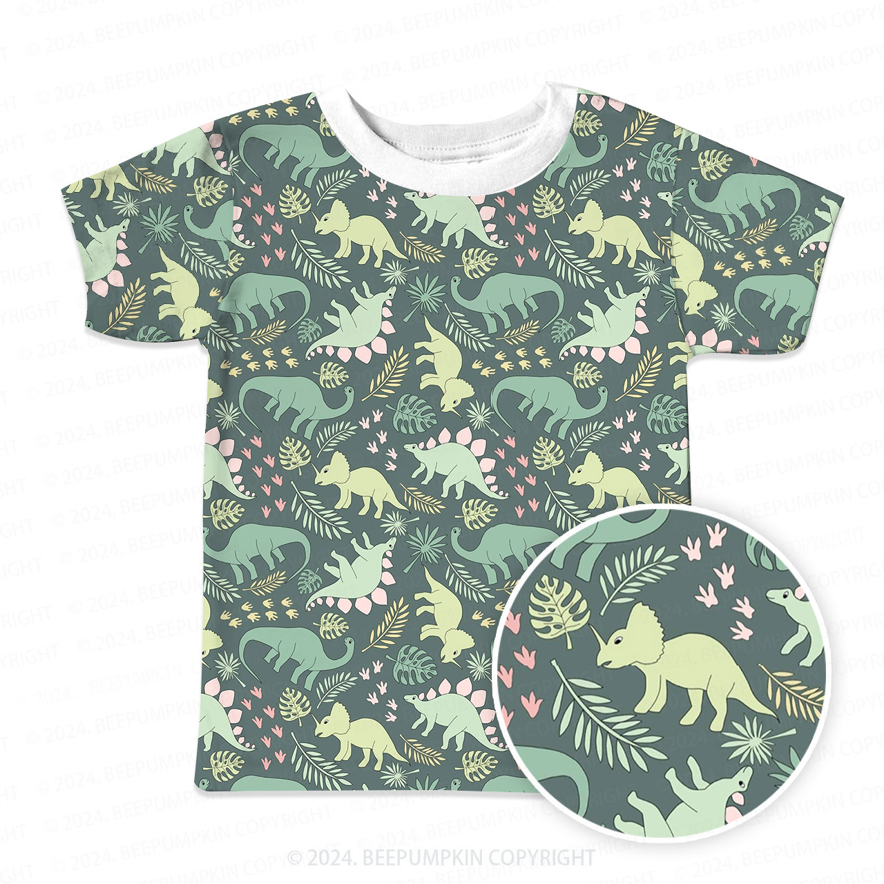 Jungle Walking Dinosaur All Over Print Kids Tees