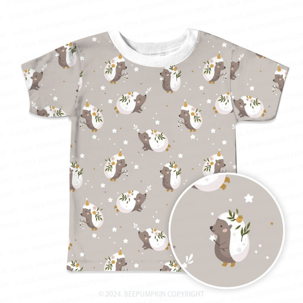 Floral Hedgehog All Over Print Kids Tees