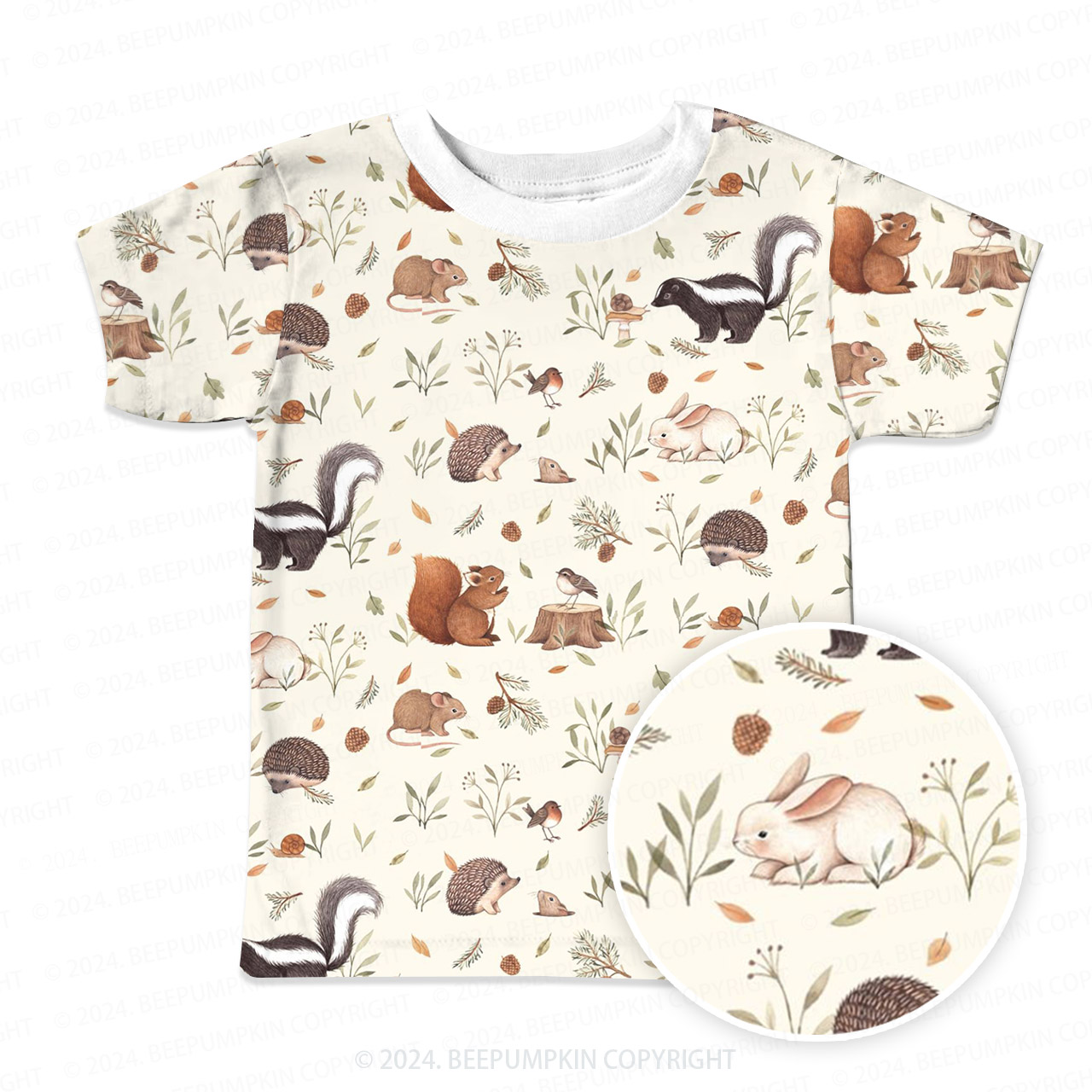 Forest Playful Animals All Over Print Kids Tees