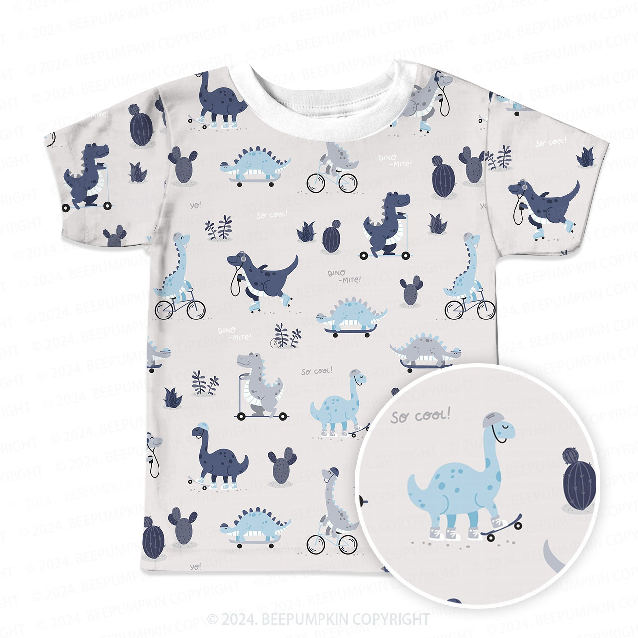 City Riding Dinosaur All Over Print Kids Tees