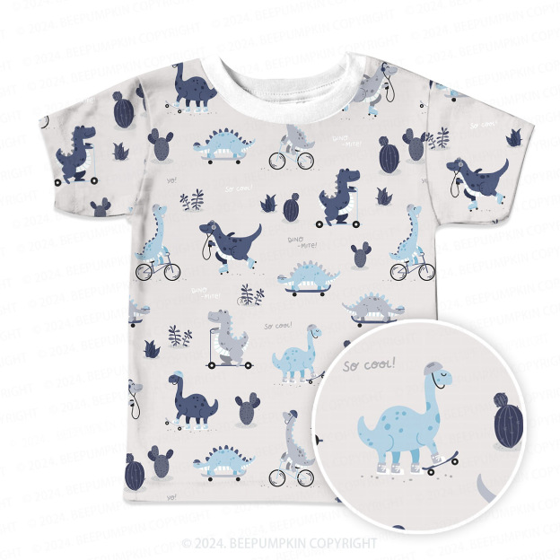 City Riding Dinosaur All Over Print Kids Tees