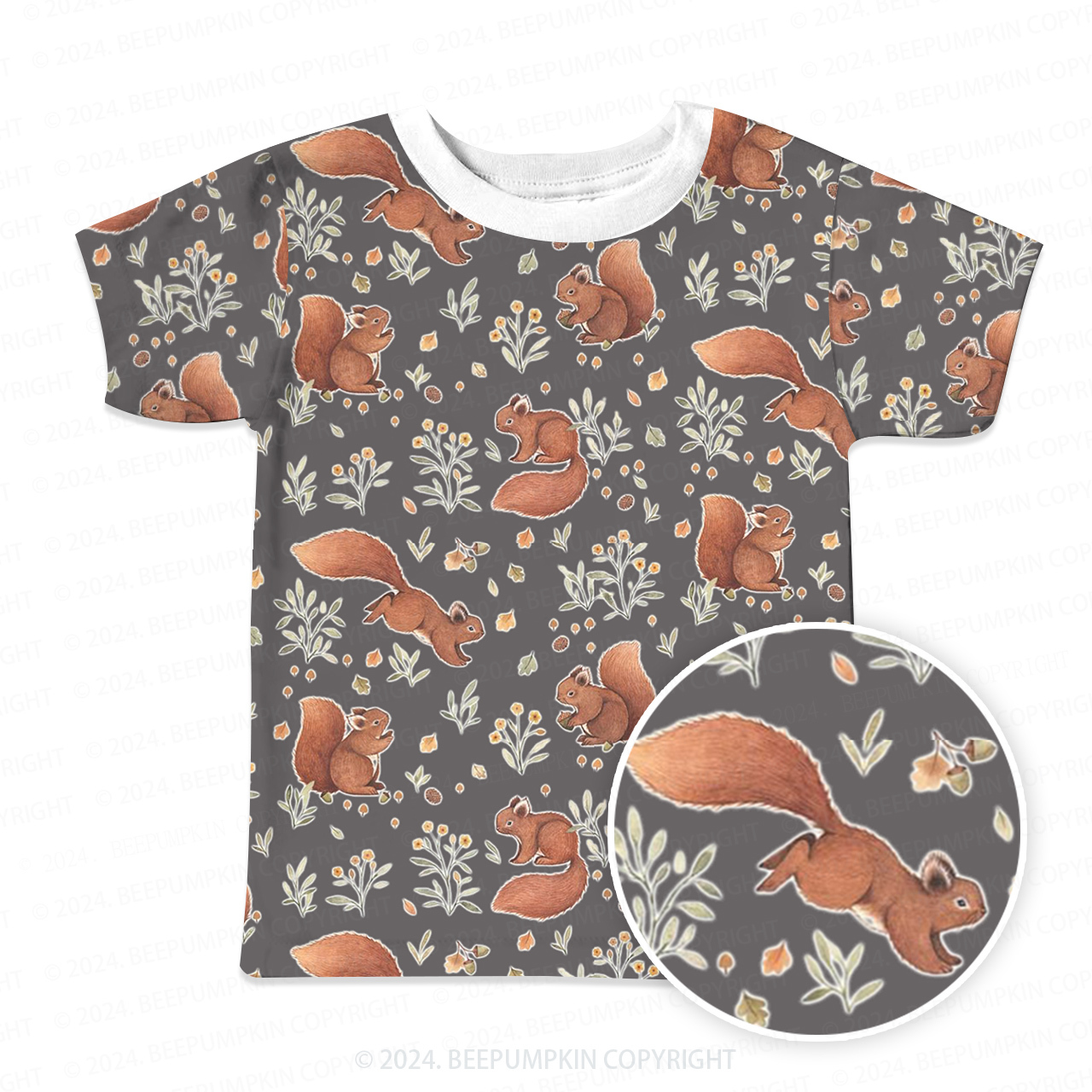 Squirrel In The Garden All Over Print Kids Tees