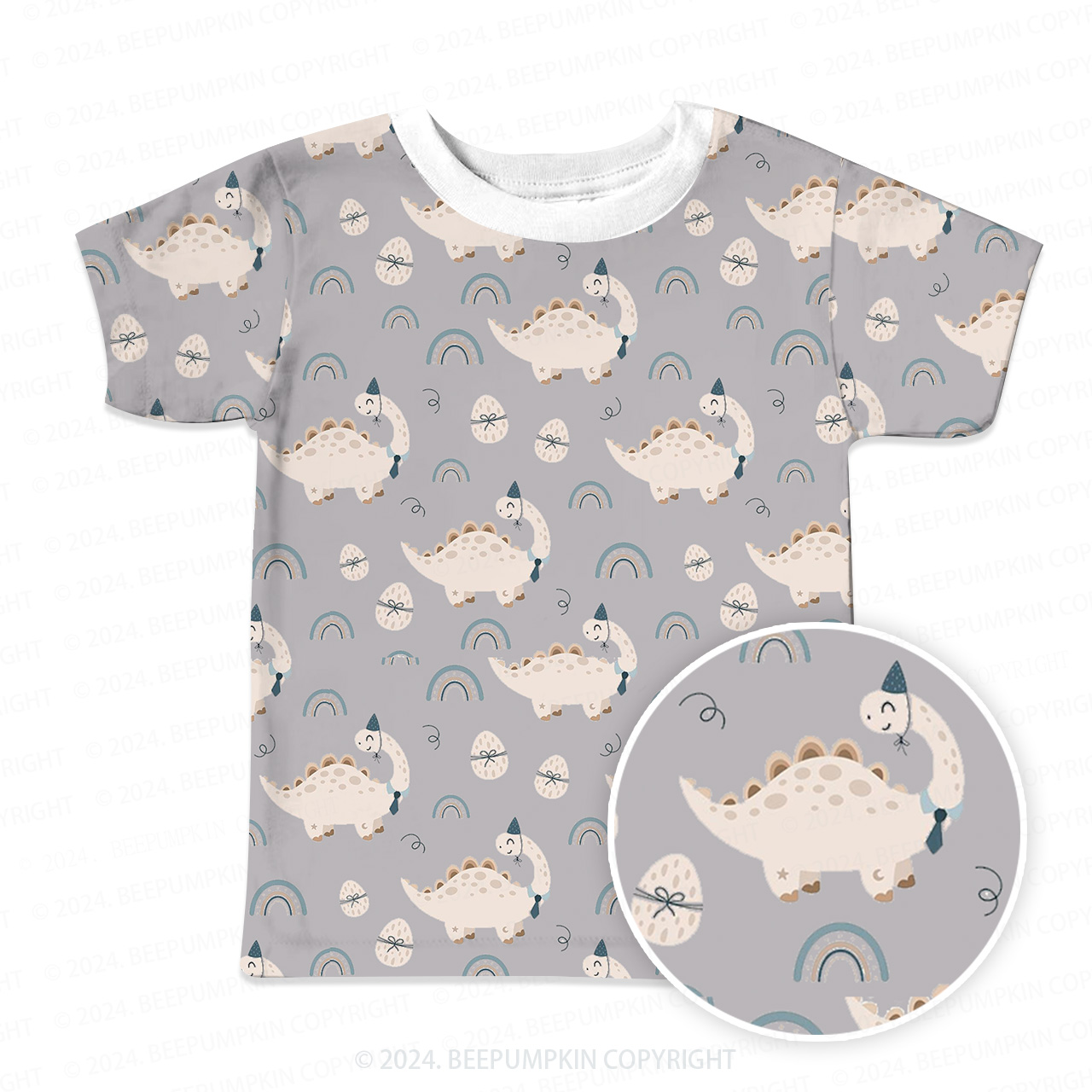 Birthday Dinosaur All Over Print Kids Tees