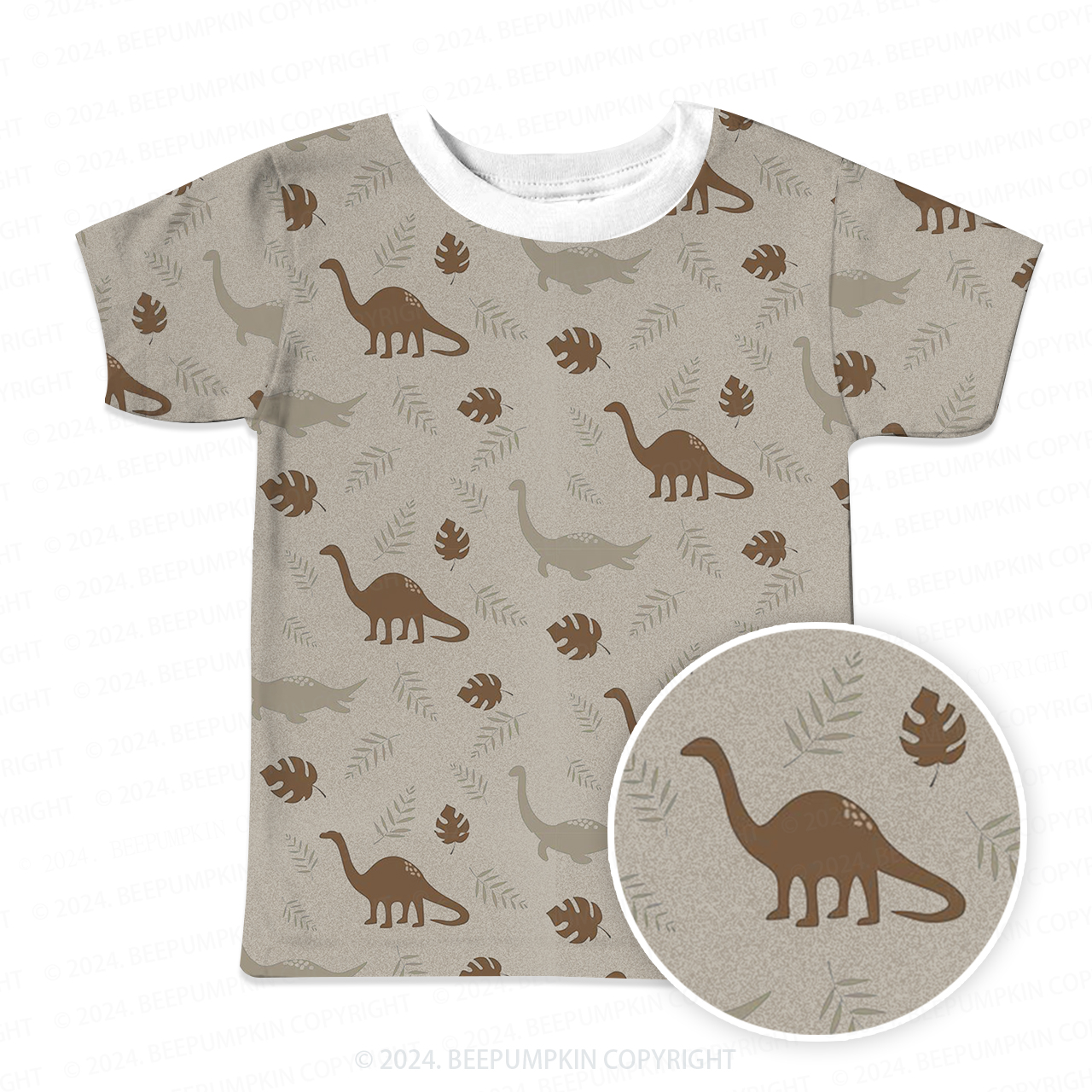 Dinosaur Leaf Silhouette All Over Print Kids Tees