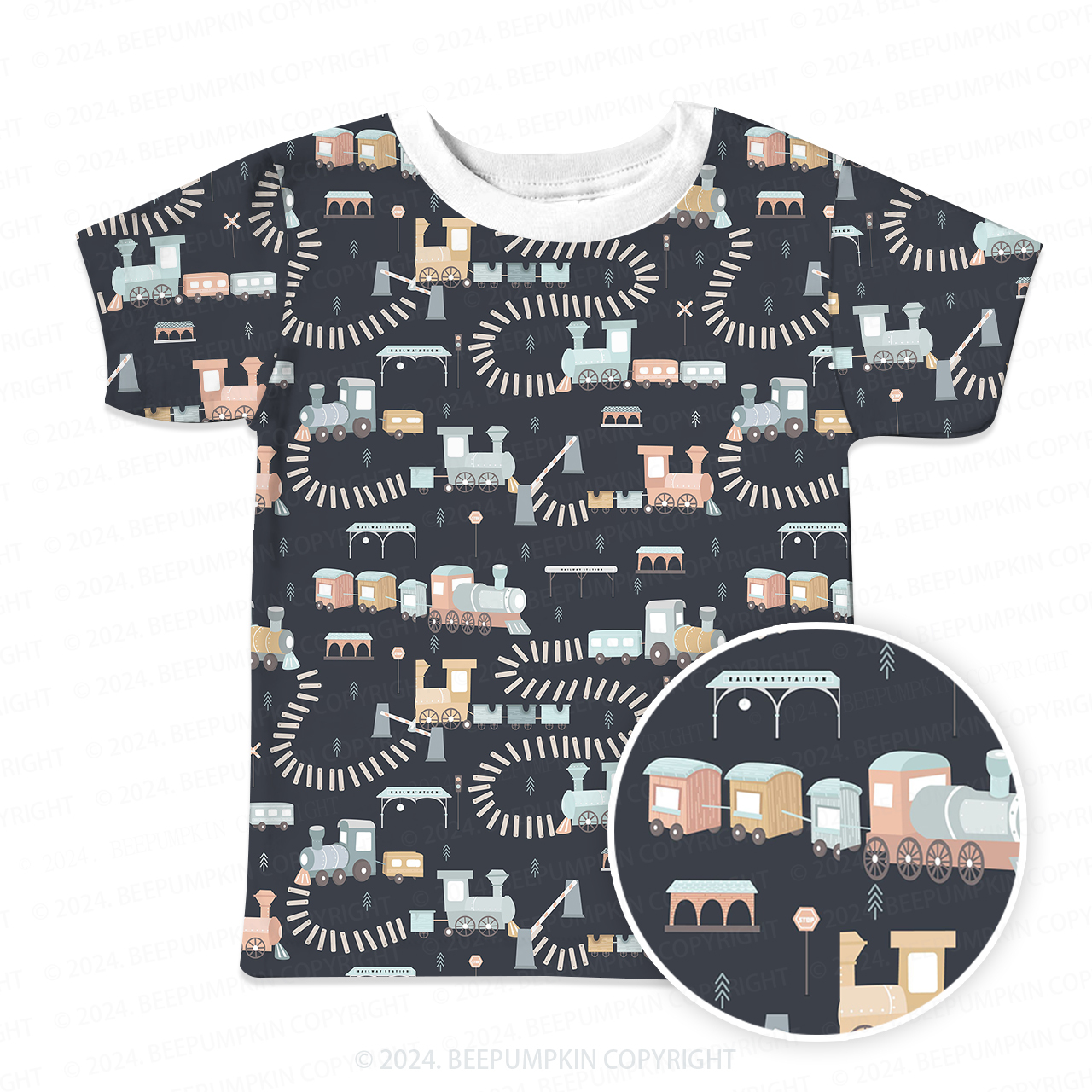 Running Retro Train All Over Print Kids Tees