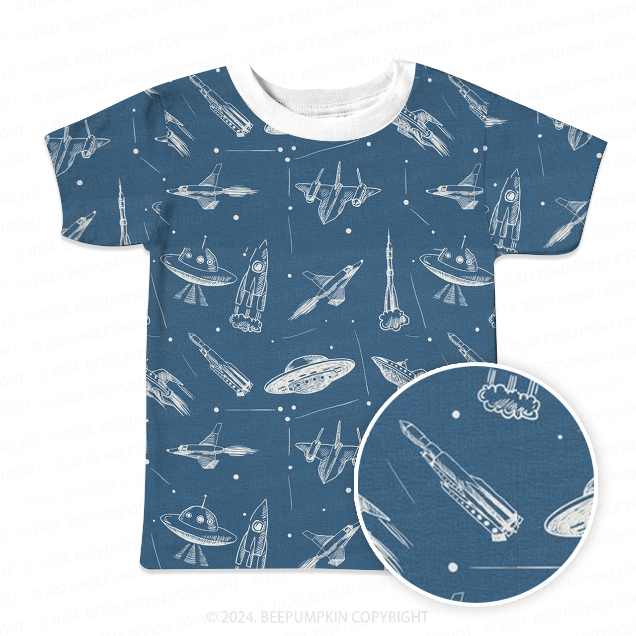 Spaceship Rocket All Over Print Kids Tees