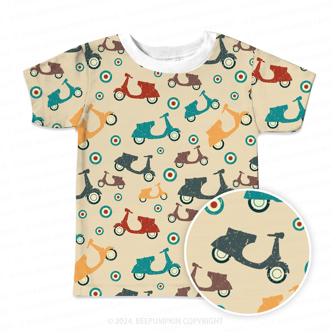Cartoon Electric Car All Over Print Kids Tees