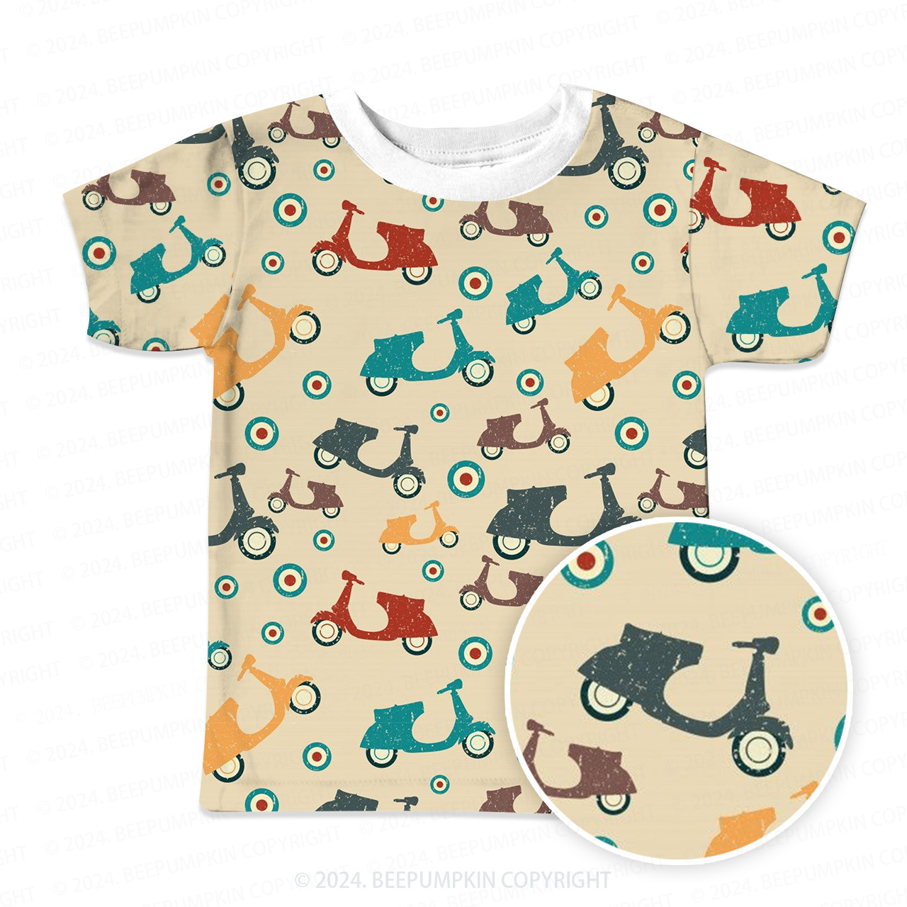 Cartoon Electric Car All Over Print Kids Tees