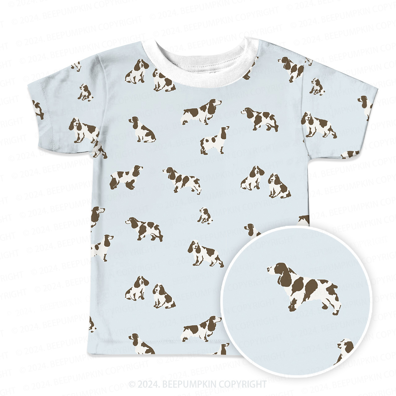 Brown White Dog All Over Print Kids Tees