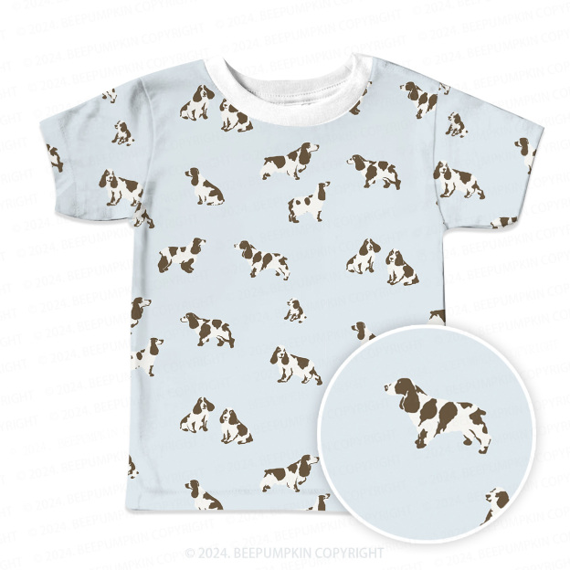 Brown White Dog All Over Print Kids Tees
