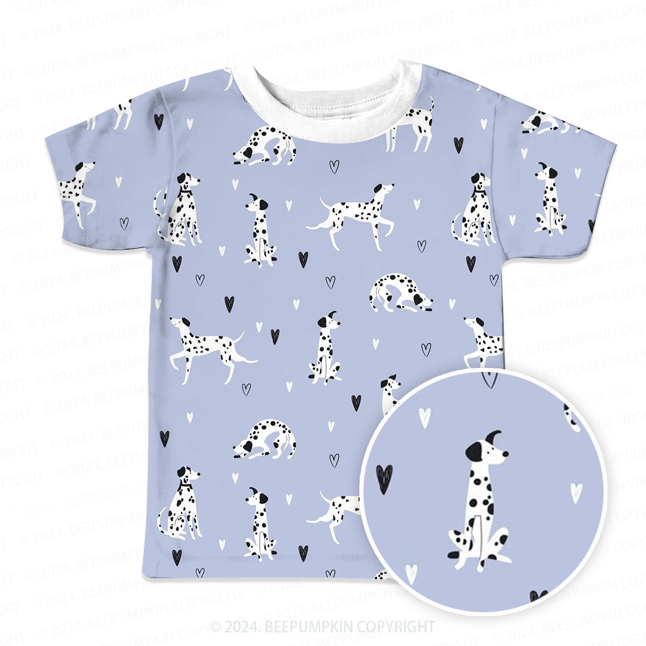 Heart Polka Dot Dog All Over Print Kids Tees