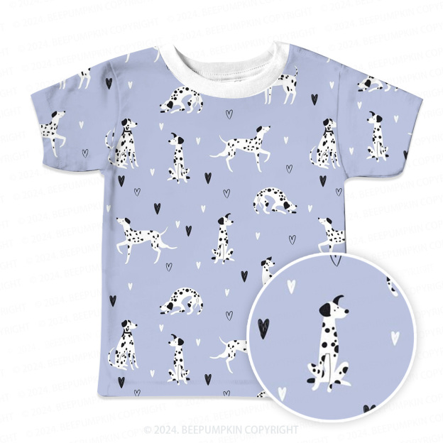 Heart Polka Dot Dog All Over Print Kids Tees