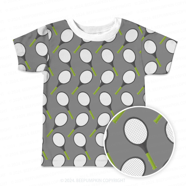 Gray Tennis Racket All Over Print Kids Tees