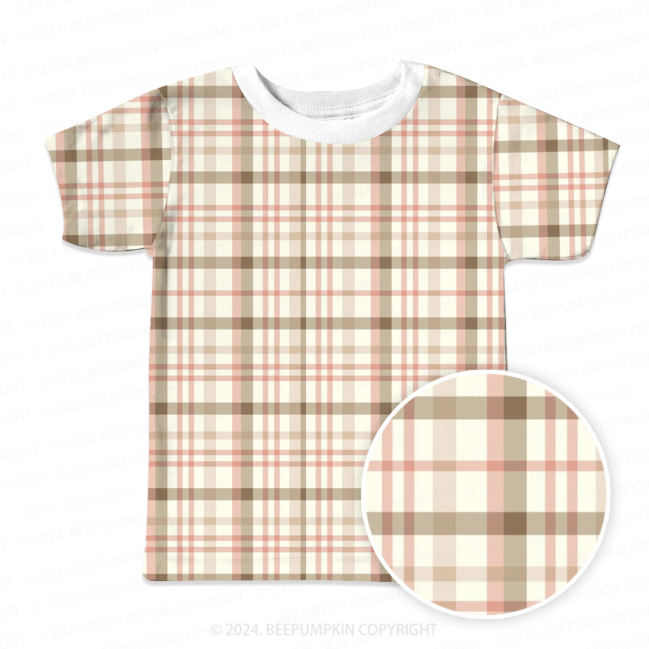 Green Pink Plaid All Over Print Kids Tees