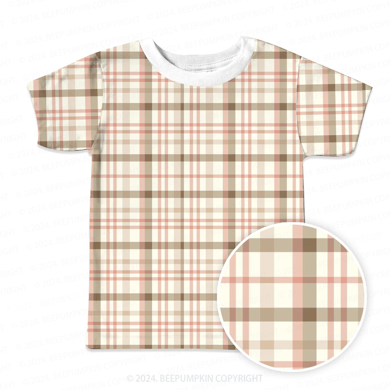 Green Pink Plaid All Over Print Kids Tees