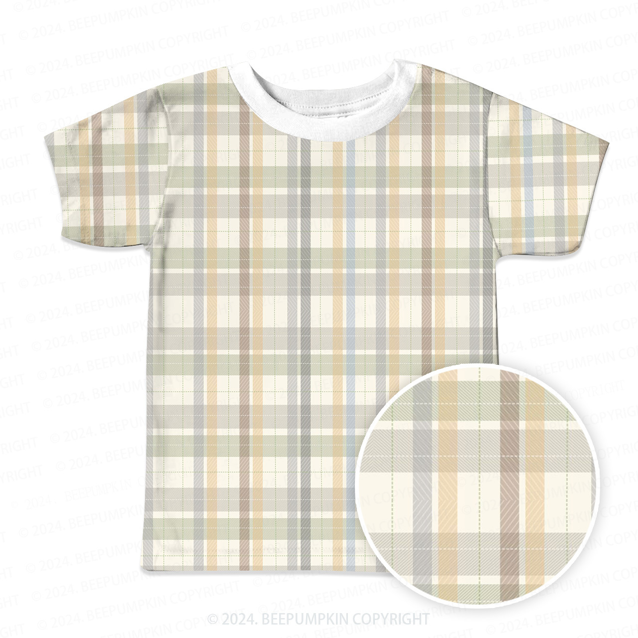 Vintage Plaid All Over Print Kids Tees