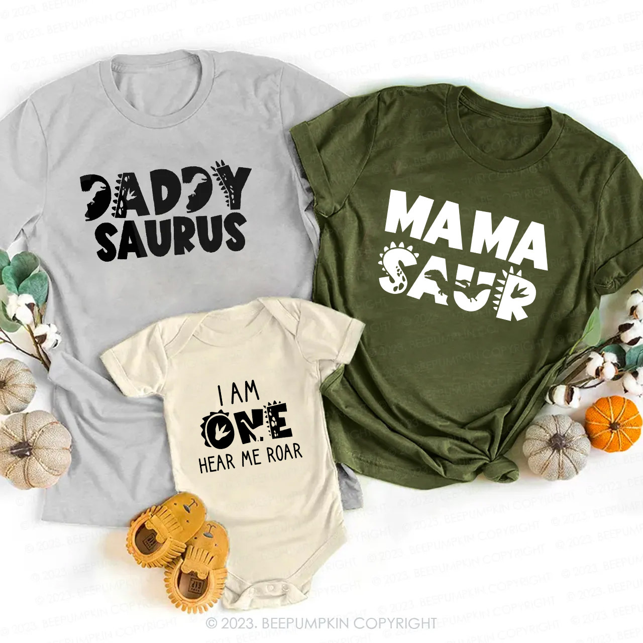 Dinosaur Birthday Hear Me Roar Family Matching Tees 