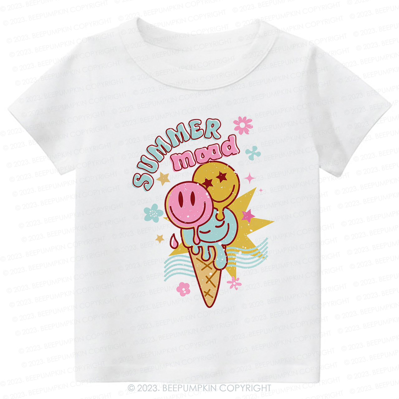  Summer Mood Ice Cream Happy Face Kids Shirt