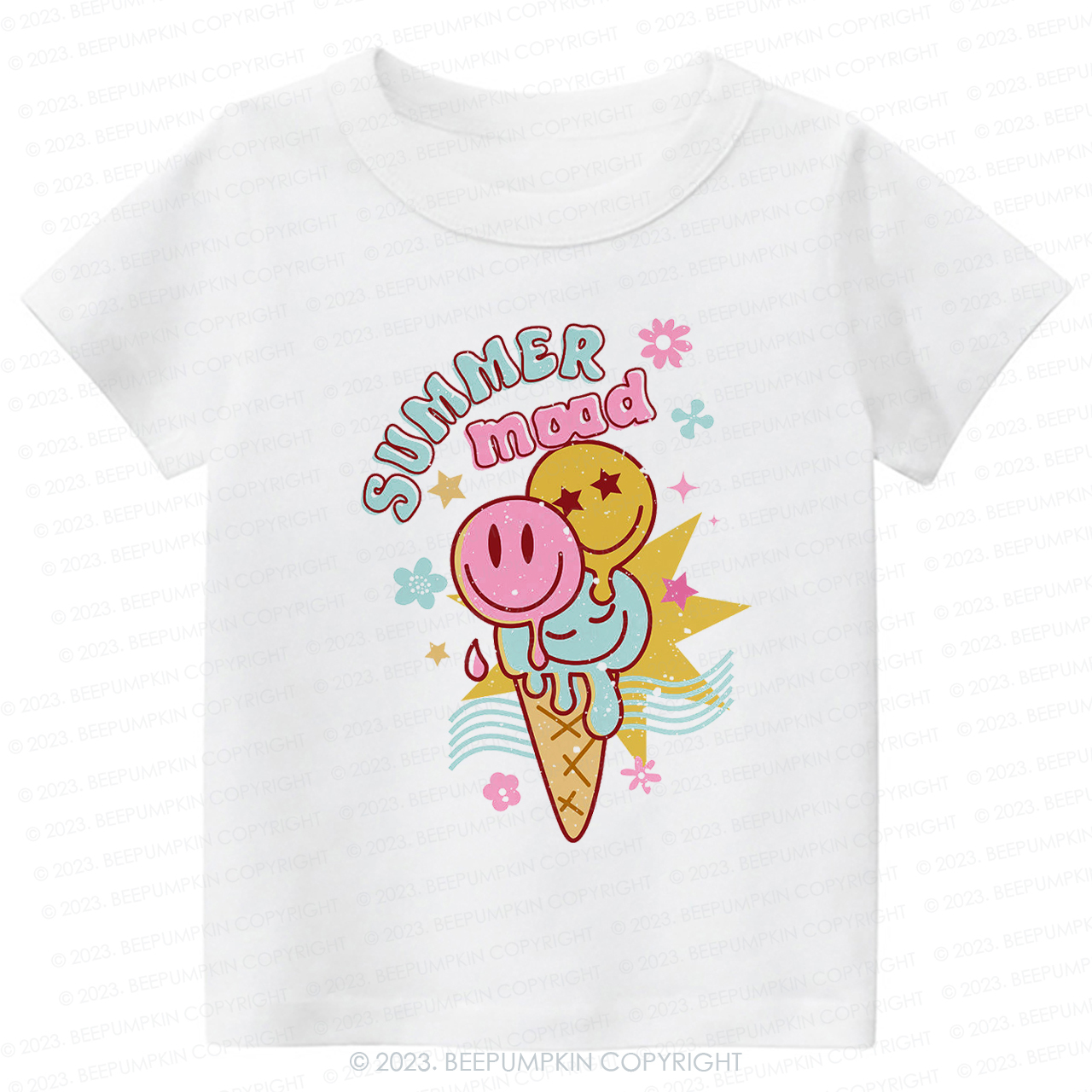  Summer Mood Ice Cream Happy Face Kids Shirt