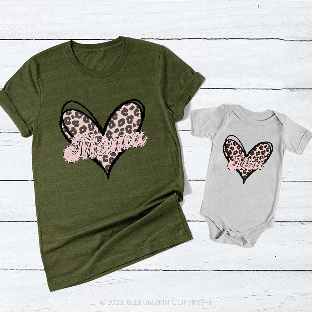 Pink Leopard Print Mama Mini T-Shirts For Mom&Me