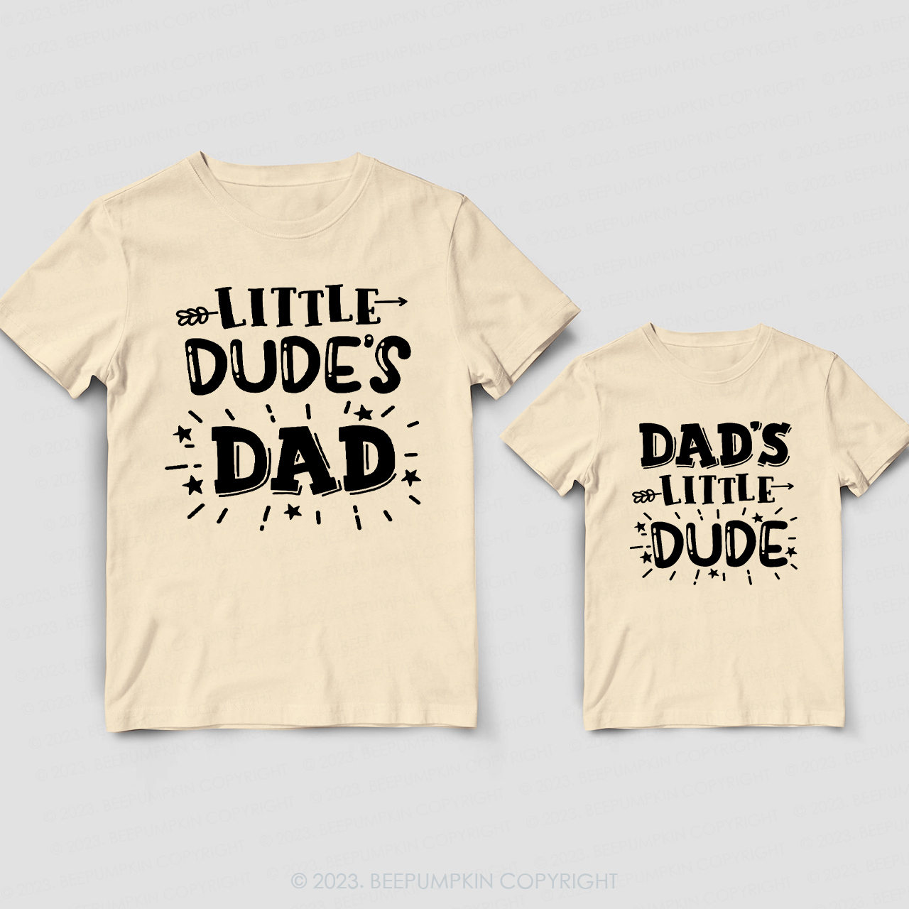 Little Dude's Dad Dad's Little Dude Dad & Me Matching T-Shirts