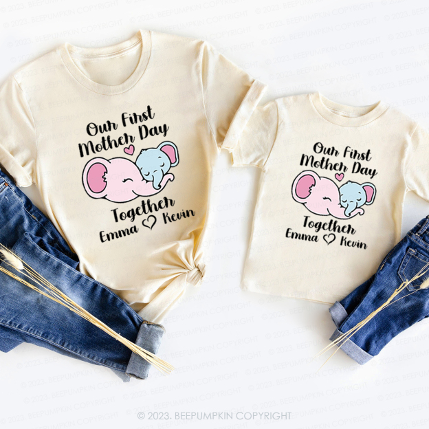 Elephant  Our First Mother's Day T-Shirts For Mom&Me