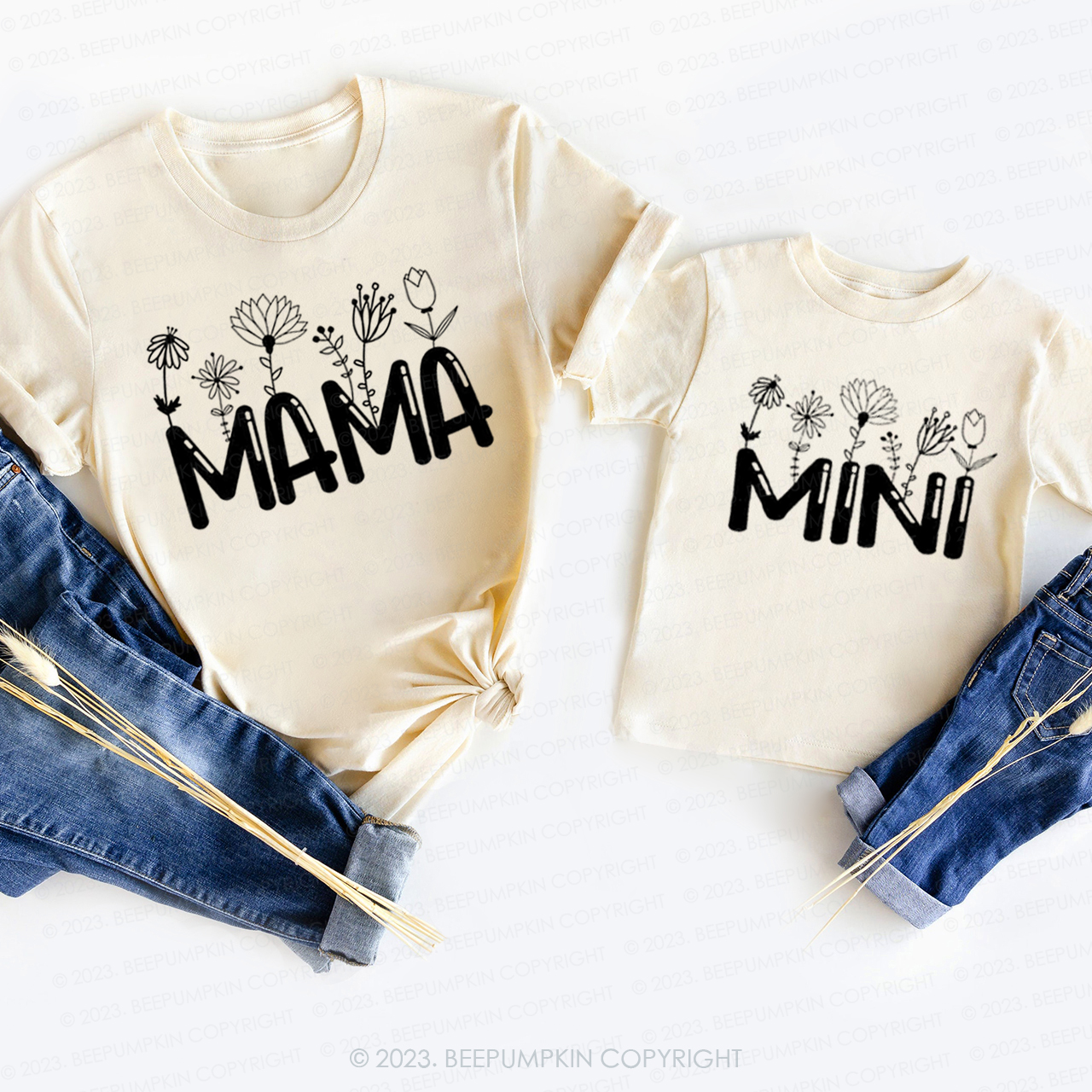 Blooming Flowers  Mama And Mini T-Shirts For Mom&Me