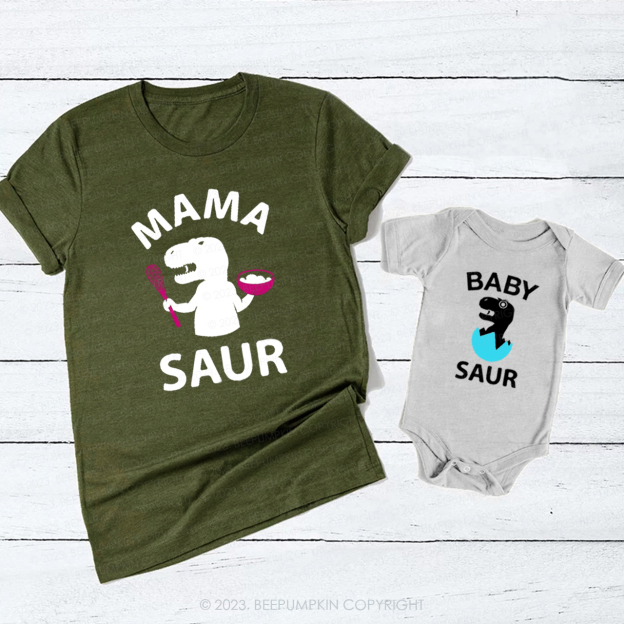 Mama Baby Saur T-Rex T-Shirts For Mom&Me