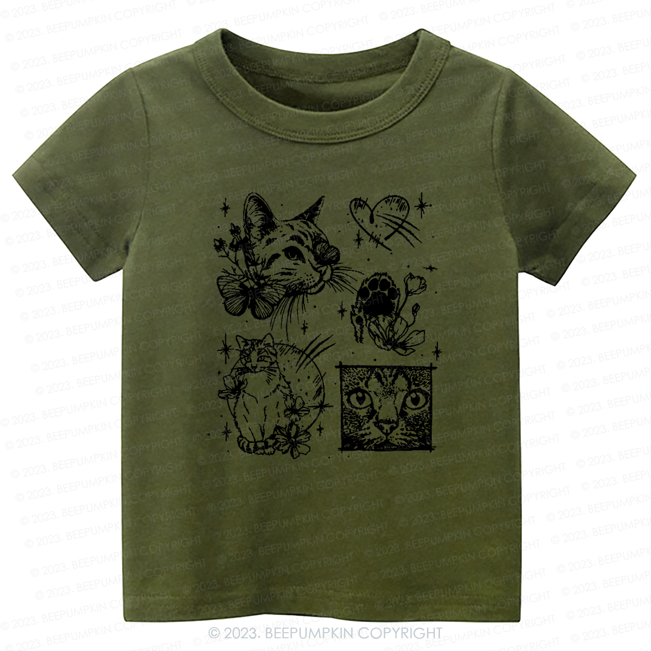 Cats Outlined Kids Retro T-Shirt
