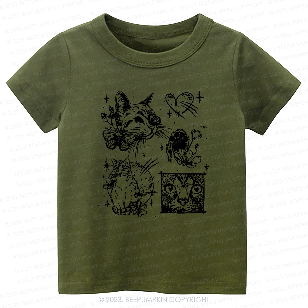 Cats Outlined Kids Retro T-Shirt