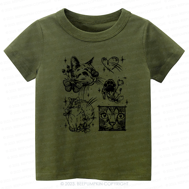 Cats Outlined Kids Retro T-Shirt