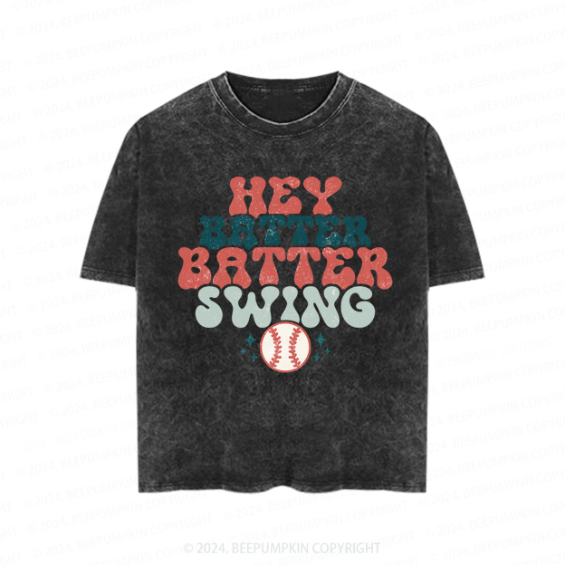 Hey Batter Batter Swing Baseball Toddler&Kids Washed Tees 
