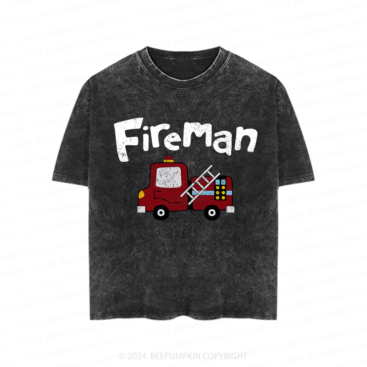 Firefighter And Fire Truck Toddler&Kids Washed Tees   
