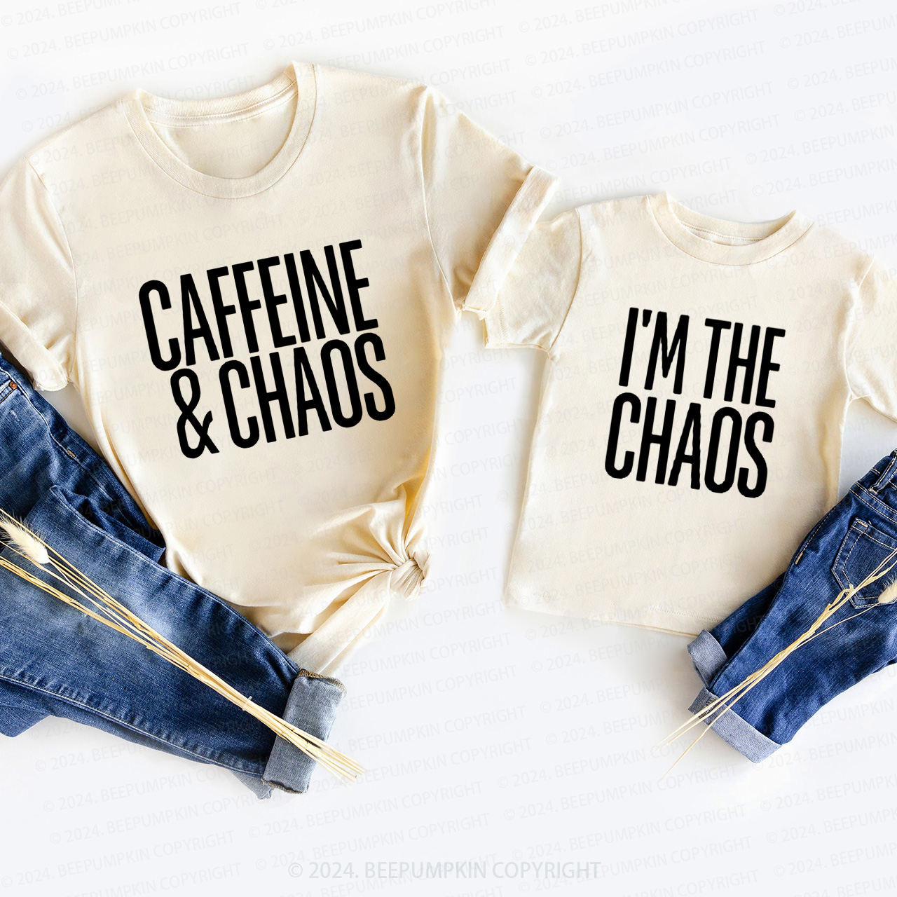 Caffeine and Chaos Funny T-Shirts For Mom&Me