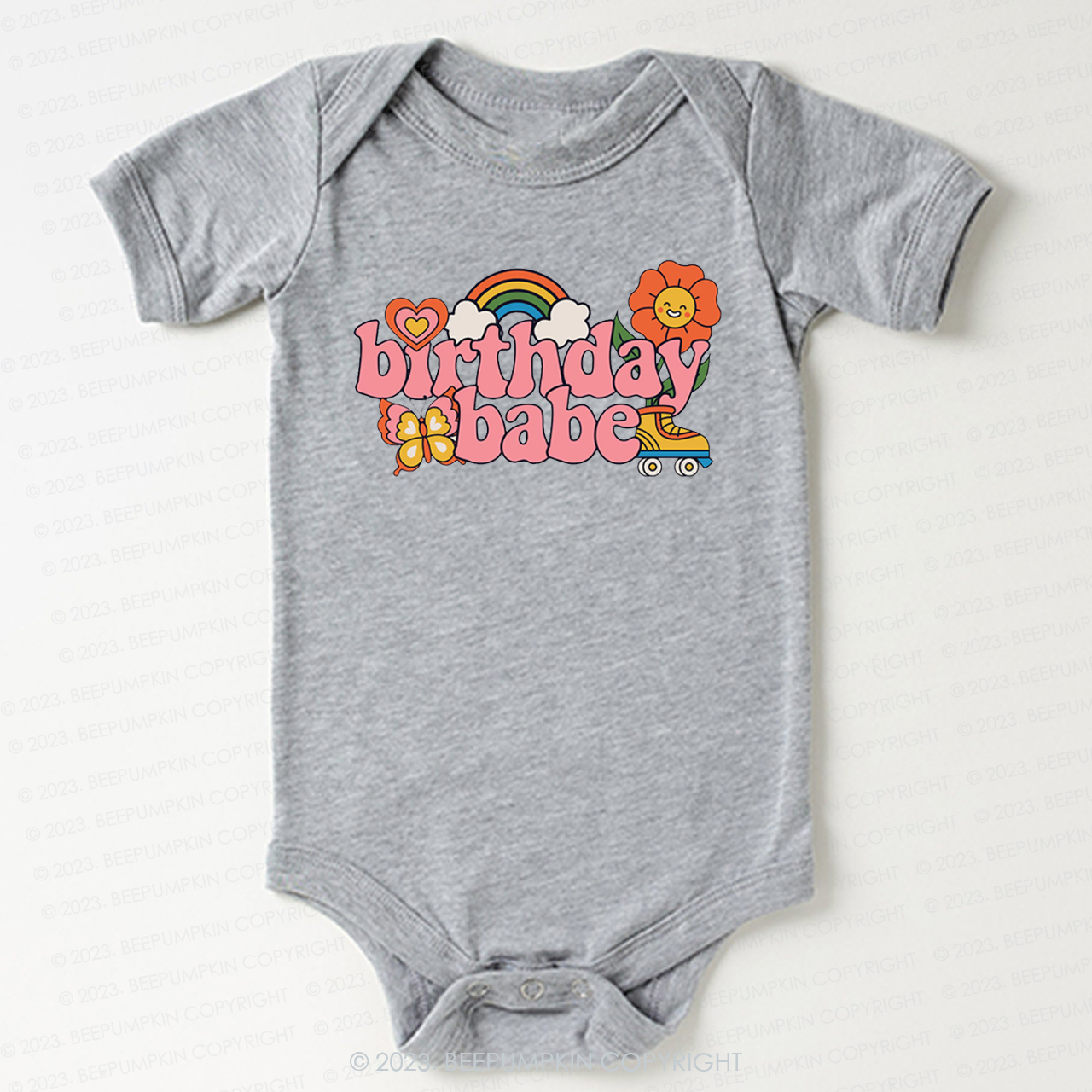 Pink Retro Birthday Babe Bodysuit For Baby