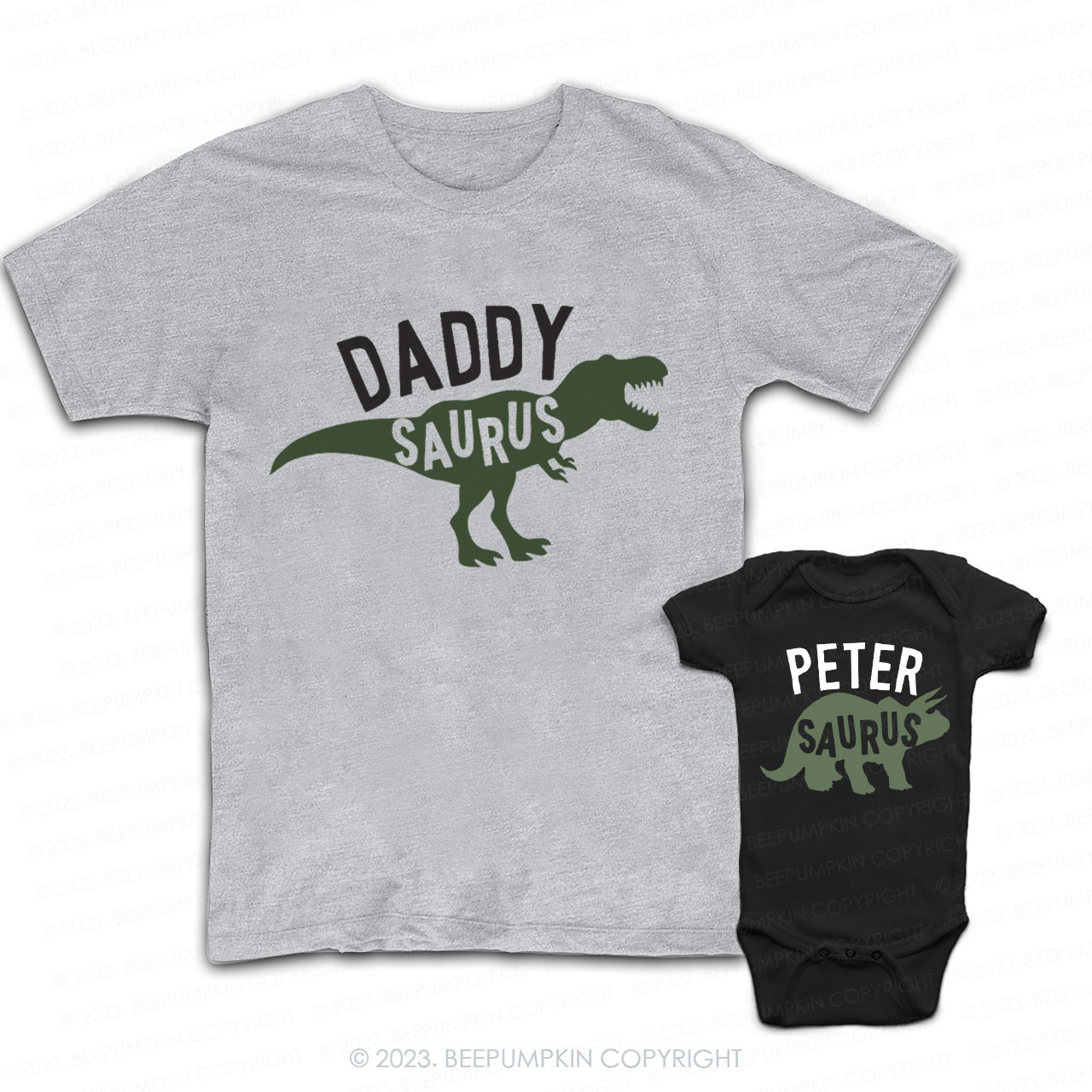 Cute Dinosaur Daddy And Me Matching Shirt