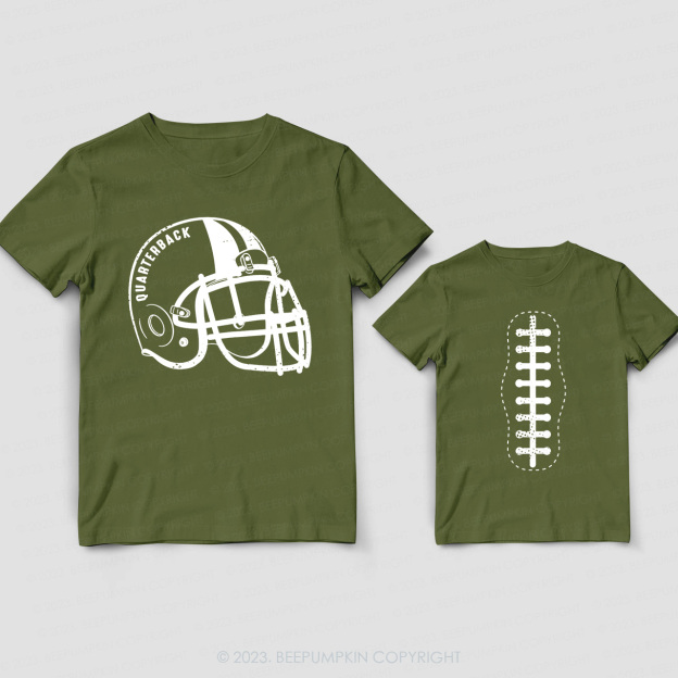 Quarterback Helmet And Football Daddy And Me Matching Shirt