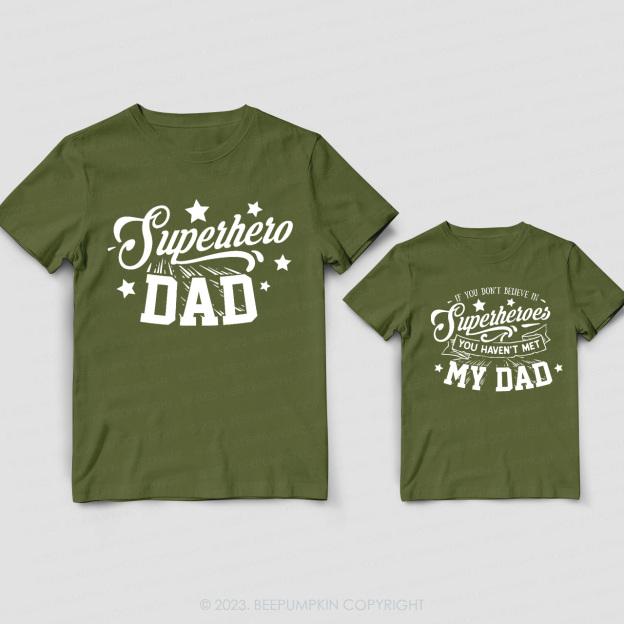 Funny Super Hero Dad Daddy And Me Matching Shirt