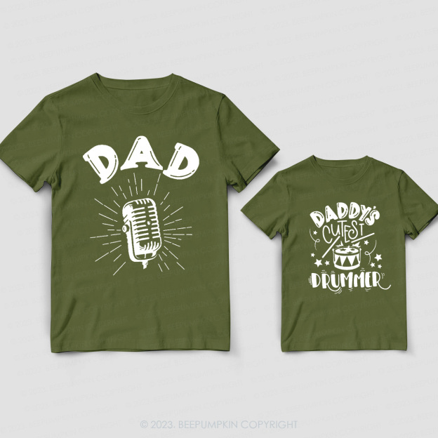 Cutest Drummer Musician Daddy And Me Matching Shirt