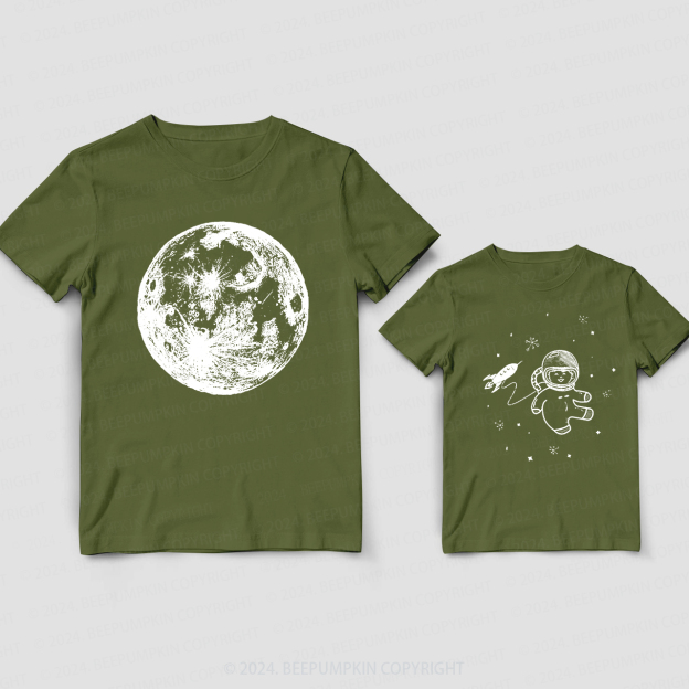 Moon And Astronaut  Daddy And Me Matching Shirt