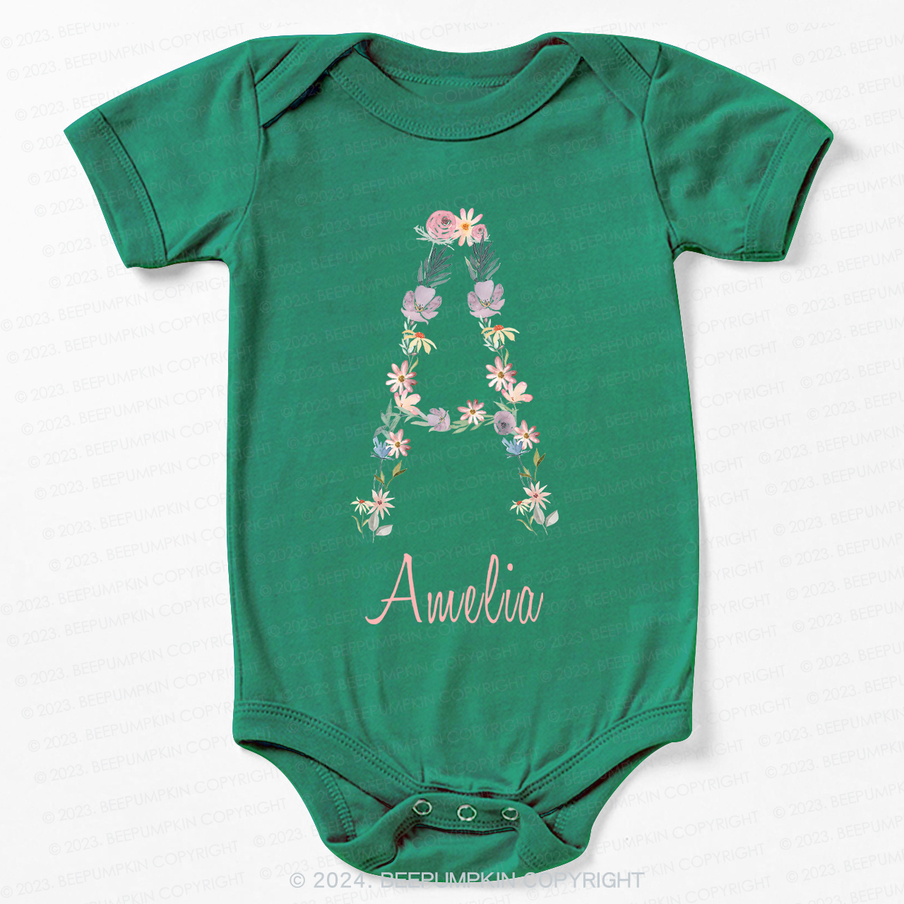 Personalized Flower Monogram Bodysuit For Baby 