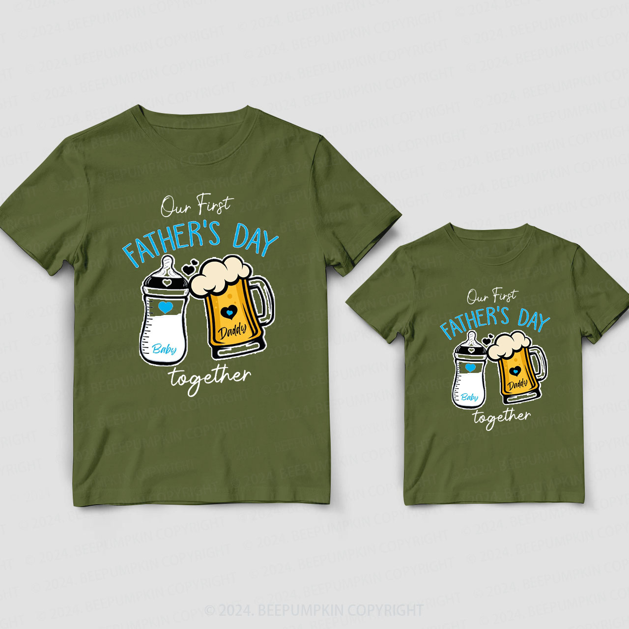 Custom Our First Fathers Day Together  Daddy And Me Matching Shirt