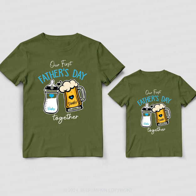 Custom Our First Fathers Day Together  Daddy And Me Matching Shirt
